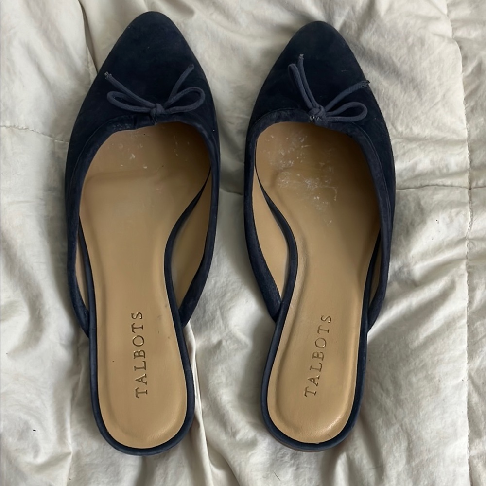 Talbots Blue Mules Suede-Like Comfort